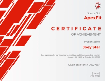 Free Sports Club Certificate Template to Edit Online