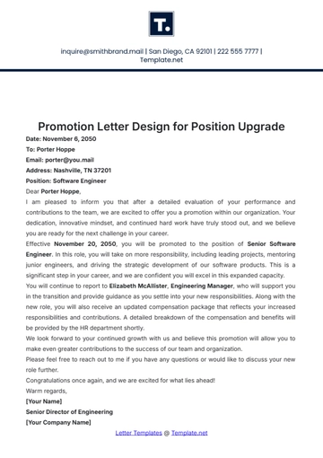 Free Promotion Letter Design for Position Upgrade Template to Edit Online