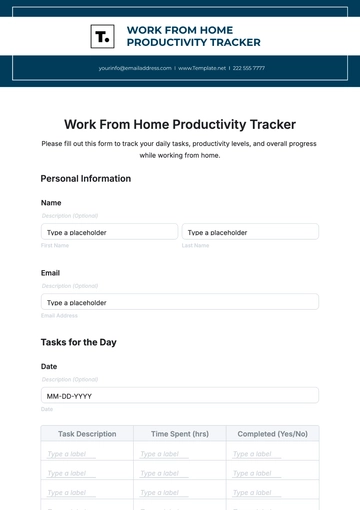 Free Work From Home Productivity Tracker Template to Edit Online