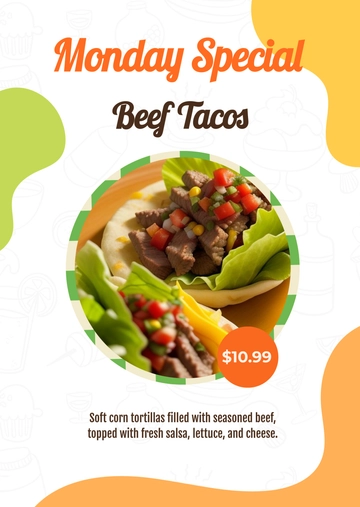 Free Monday Menu Template to Edit Online
