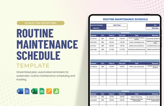 Routine Maintenance Schedule Template