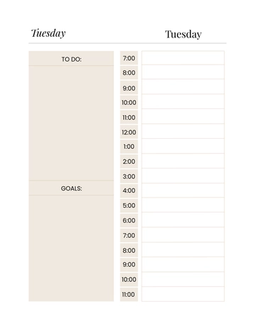 Free Tuesday Planner Template to Edit Online