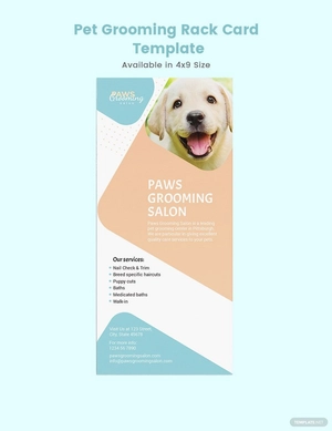 Pet Grooming Rack Card Template