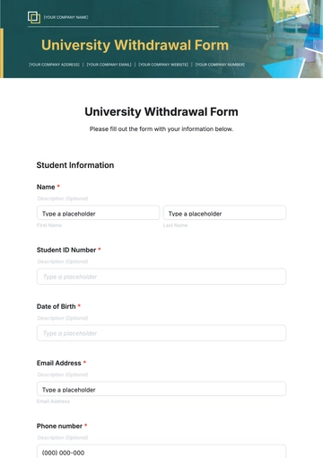 Free University Withdrawal Form Template to Edit Online