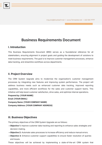 Free Business Requirements Document Template to Edit Online