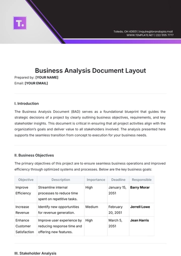 Free Business Analysis Document Layout Template to Edit Online