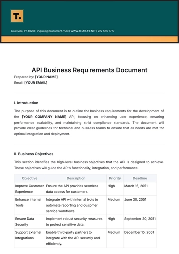 Free API Business Requirements Document Template to Edit Online