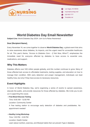 Free World Diabetes Day Email Newsletter Template to Edit Online