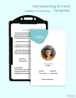 Pet Grooming ID Card Template