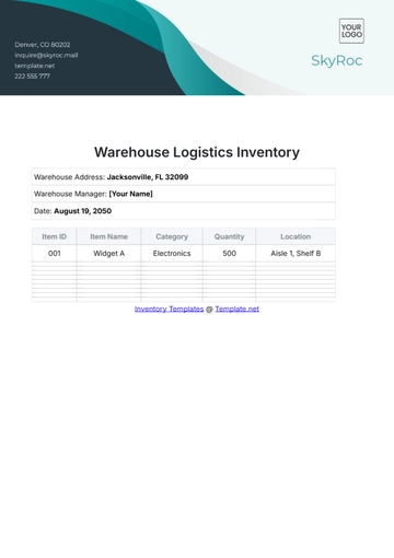 Free Warehouse Logistics Inventory Template to Edit Online