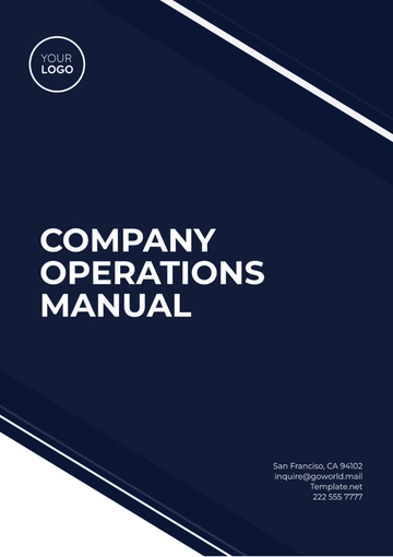 Free Company Operations Manual Template to Edit Online