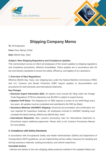 Free Shipping Company Memo Template to Edit Online