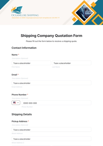 Free Shipping Company Quotation Form Template to Edit Online