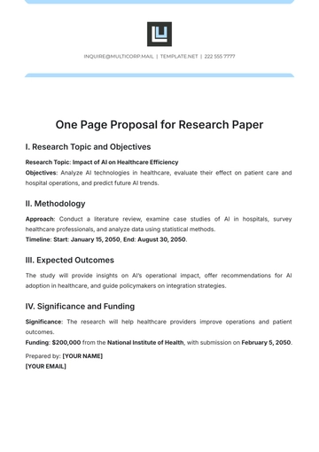 Free One Page Proposal for Research Paper Template to Edit Online