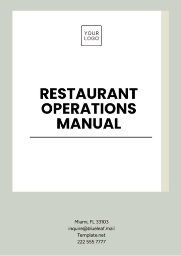 Free Restaurant Operations Manual Template to Edit Online