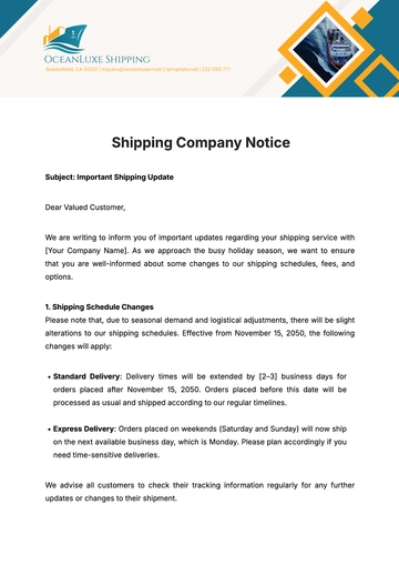 Free Shipping Company Notice Template to Edit Online