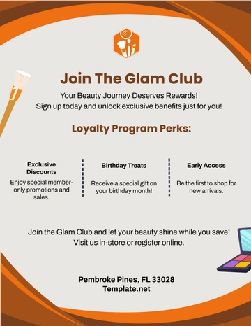 Free Cosmetic Store Loyalty Program Template to Edit Online