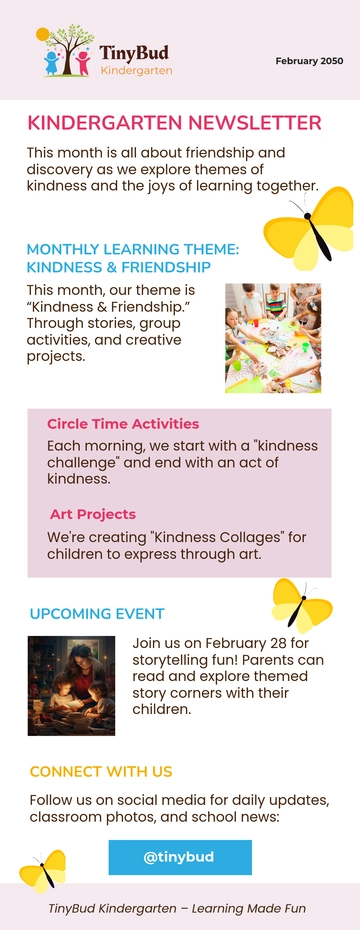 Free Kindergarten Newsletter Template to Edit Online