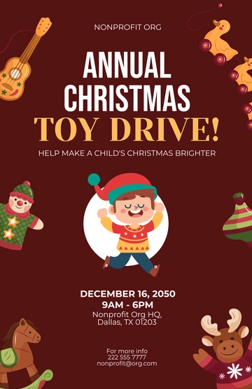 Free Christmas Toy Drive Poster Template to Edit Online