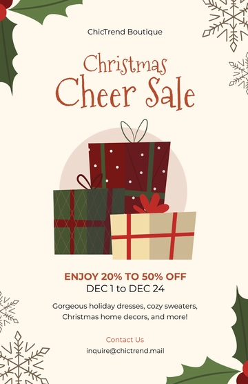 Free Aesthetic Christmas Sale Poster Template to Edit Online