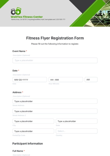 Free Fitness Flyer Registration Form Template to Edit Online