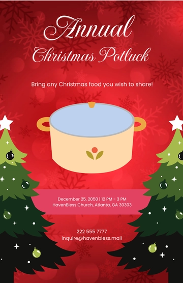 Free Christmas Potluck Poster Template to Edit Online