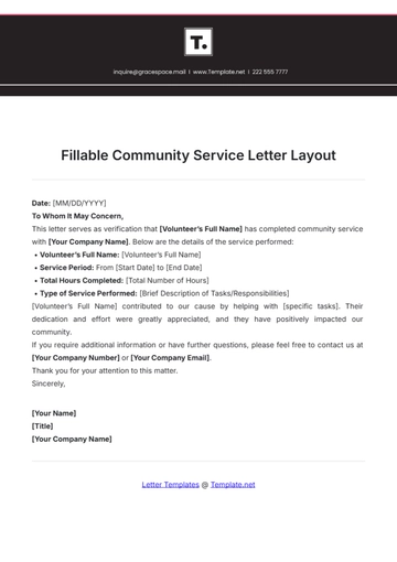 Free Fillable Community Service Letter Layout Template to Edit Online