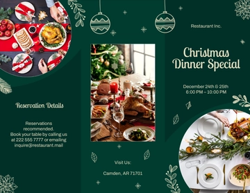 Free Christmas Dinner Brochure Template to Edit Online