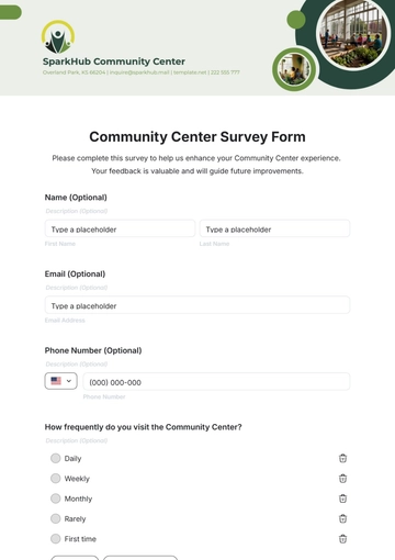 Free Community Center Survey Form Template to Edit Online