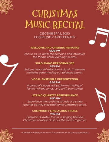 Free Christmas Recital Program Template to Edit Online