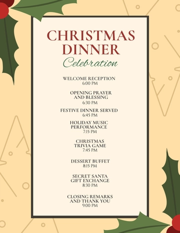 Free Christmas Dinner Program Template to Edit Online