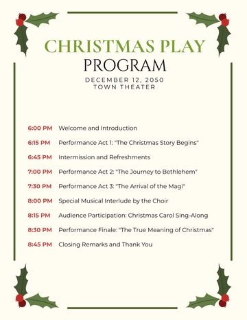Free Christmas Play Program Template to Edit Online