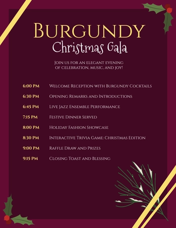 Free Burgundy Christmas Program Template to Edit Online