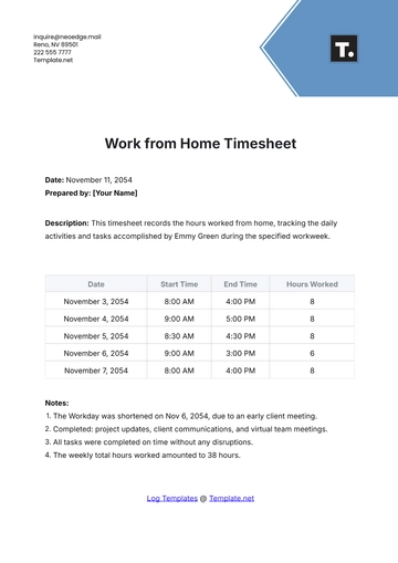 Free Work from Home Timesheet Template to Edit Online