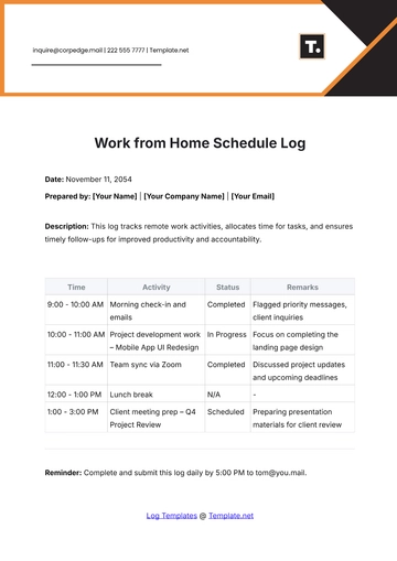 Free Work from Home Schedule Log Template to Edit Online