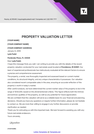Free Property Valuation Letter Template to Edit Online