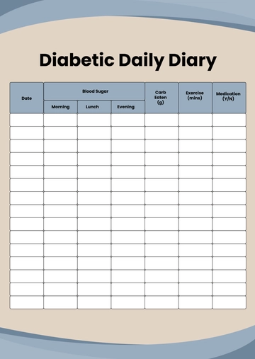 Free Diabetic Daily Diary Template to Edit Online