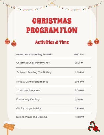 Free Christmas Program Flow Template to Edit Online