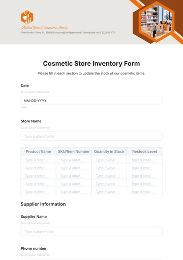 Free Cosmetic Store Inventory Form Template to Edit Online