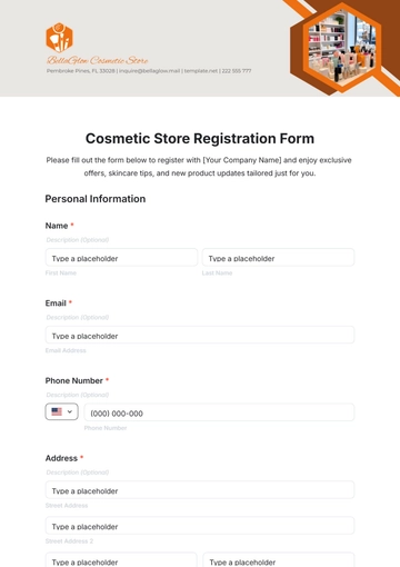 Free Cosmetic Store Registration Form Template to Edit Online