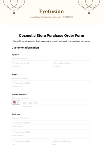 Free Cosmetic Store Purchase Order Form Template to Edit Online