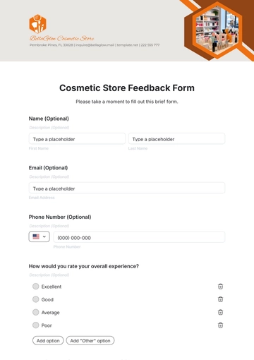 Free Cosmetic Store Feedback Form Template to Edit Online