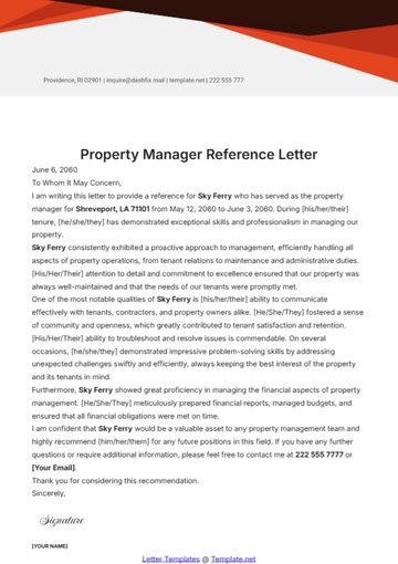 Free Property Manager Reference Letter Template to Edit Online