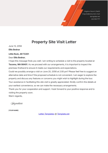 Free Property Site Visit Letter Template to Edit Online