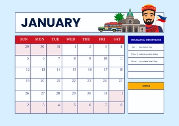 Free 2025 Calendar Philippine Holidays Template to Edit Online