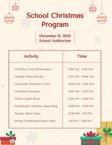 Free School Christmas Program Template to Edit Online
