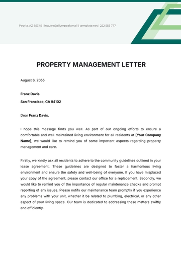 Free Property Management Letter Template to Edit Online