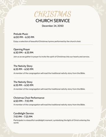 Free Christmas Church Service Program Template to Edit Online