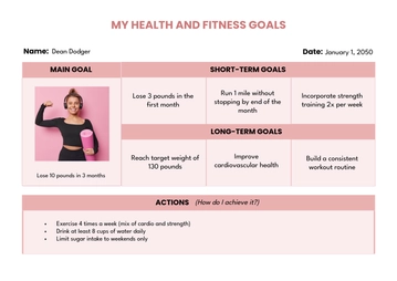 Free Health and Fitness Goals Template to Edit Online