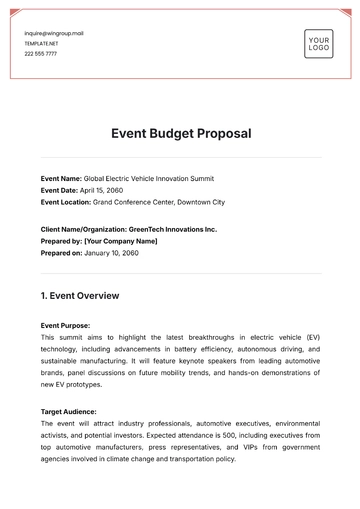 Free Event Budget Proposal Template to Edit Online